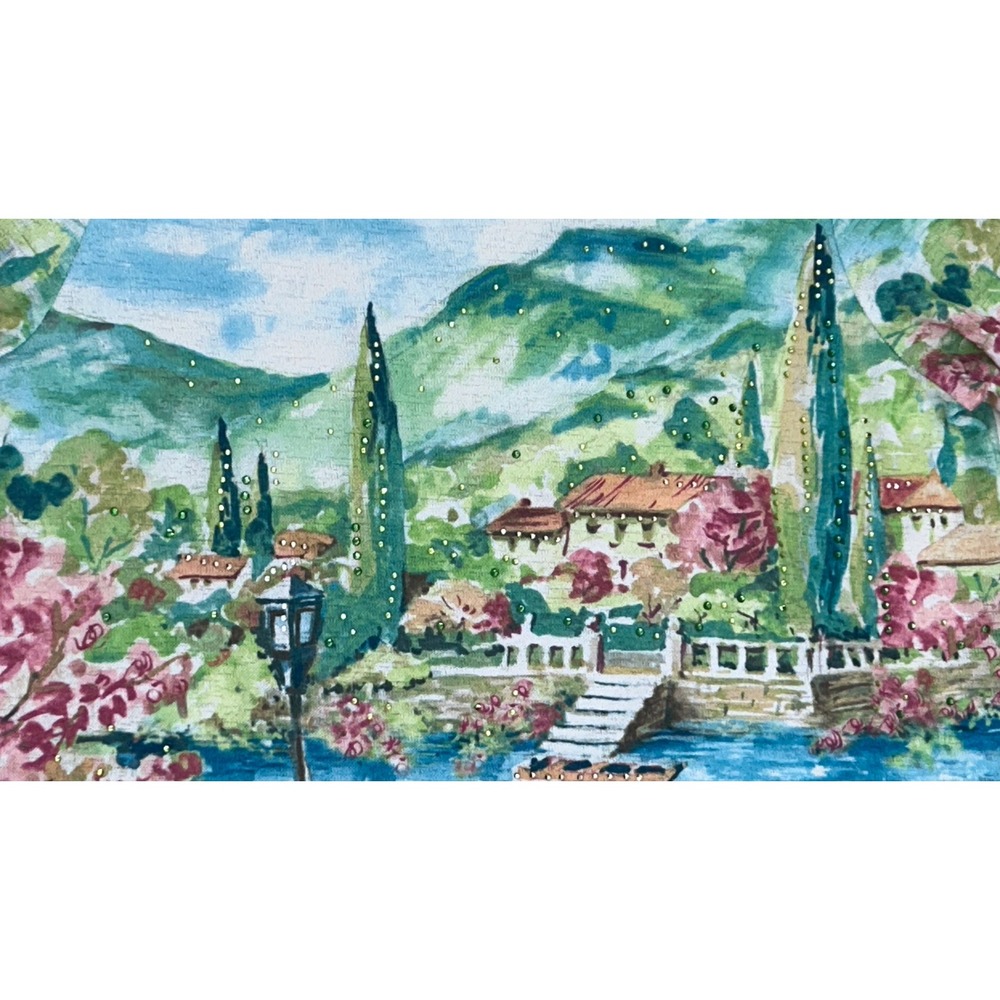 Alfred Dunner Scenic Harbor Print Knit Top 3/4 Sleeve Boat Scene Wearable Art - Picture 9 of 13
